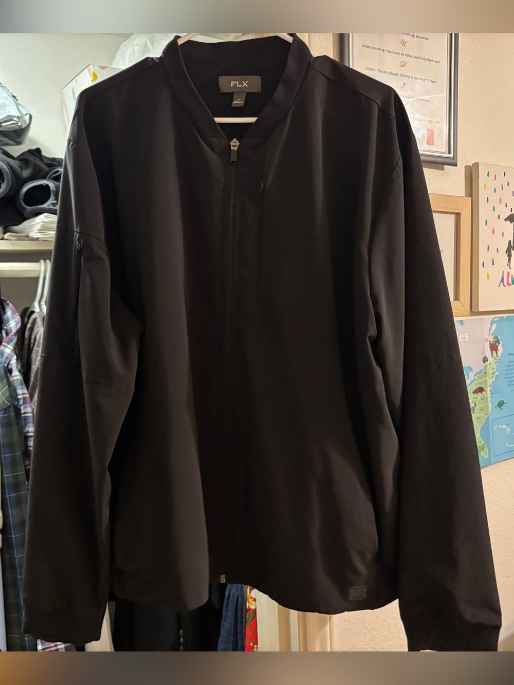 Black FLX Bomber Jacket Men’s XL - 90% Polyester, 10% Spandex